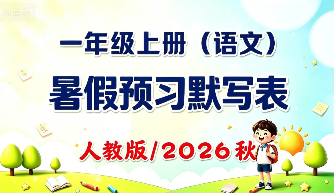 一年级上册（语文）暑假预习默写表