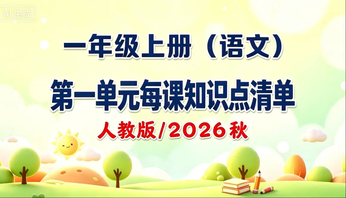 一年级上册（语文）第一单元每课知识点清单