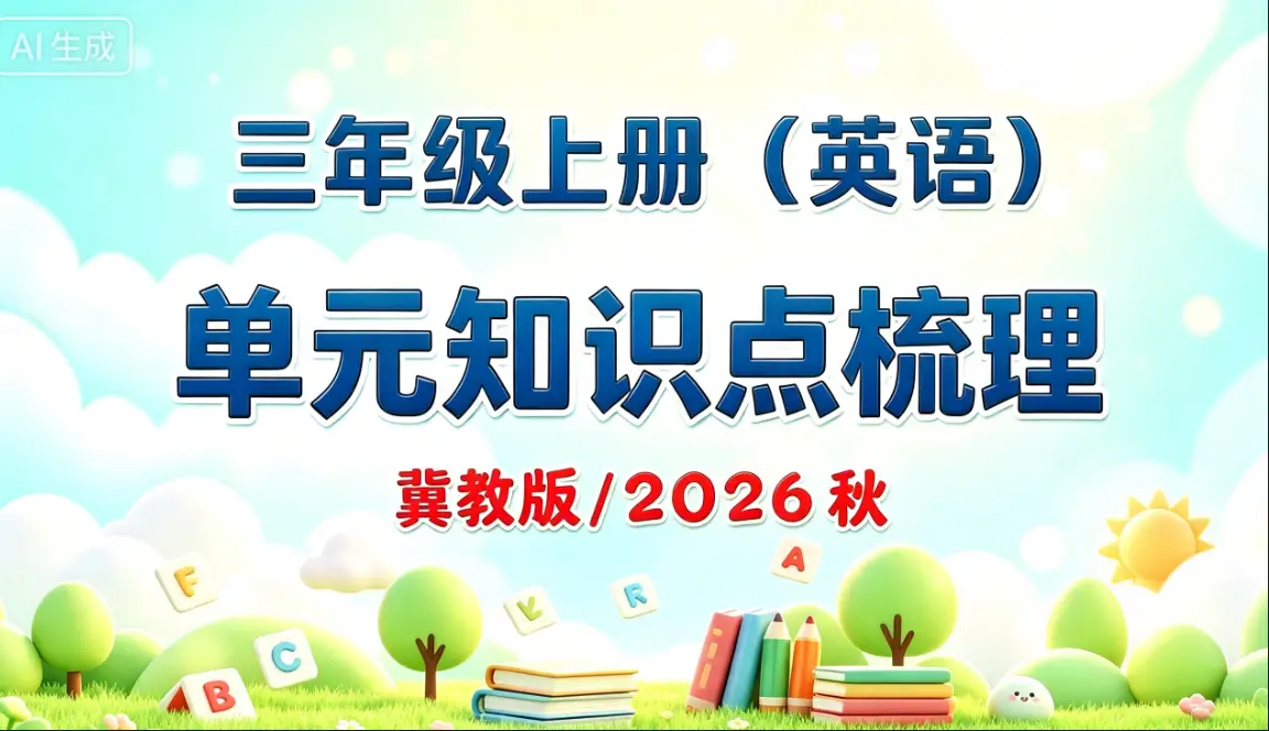 三年级上册（英语）单元知识点梳理 冀教版 / 2026 秋